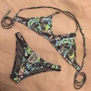 Rare Jolyn Swim Set, Printed Vent Top & Bottom